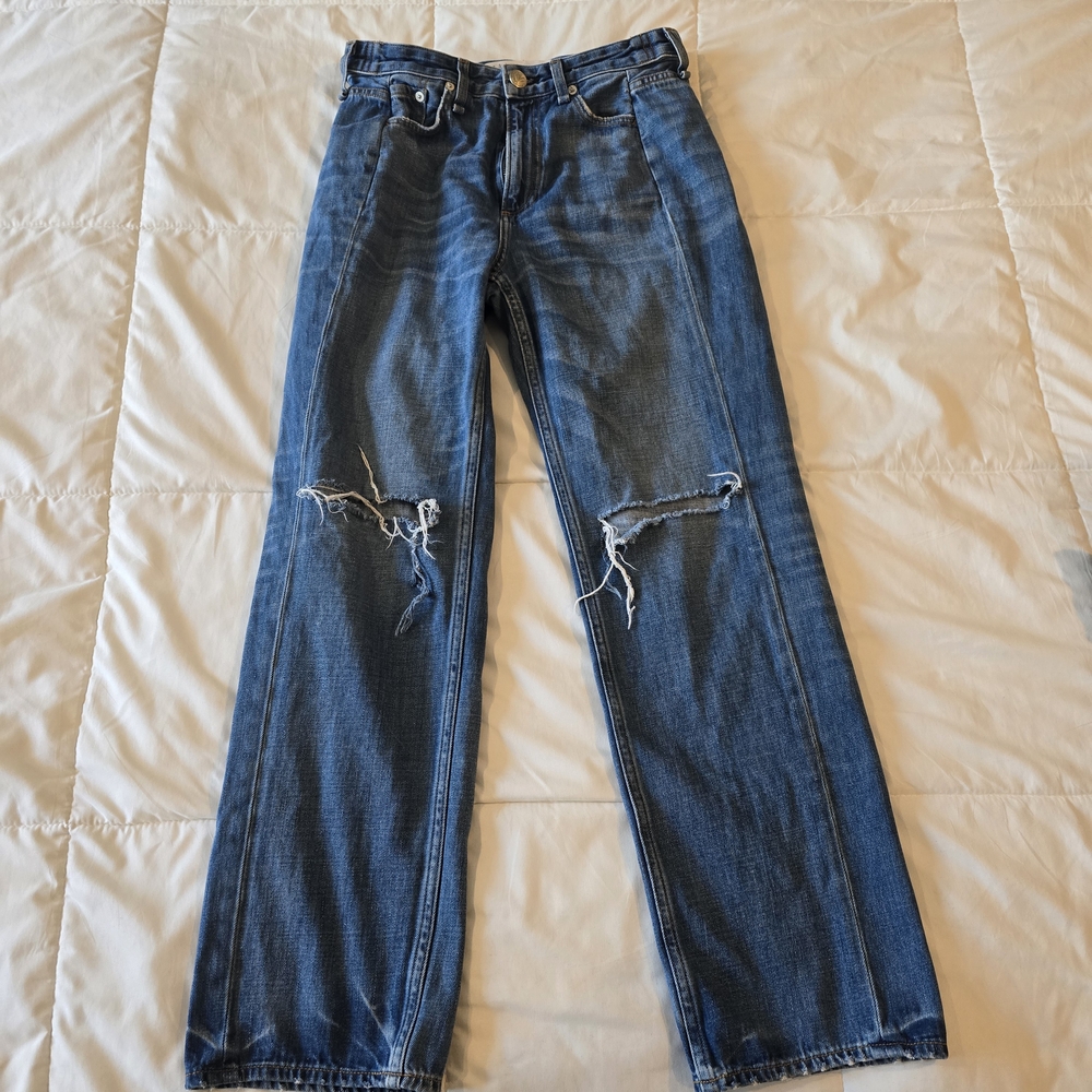 rag & bone Distressed Blue Jeans - Classic Straight Fit Size 25